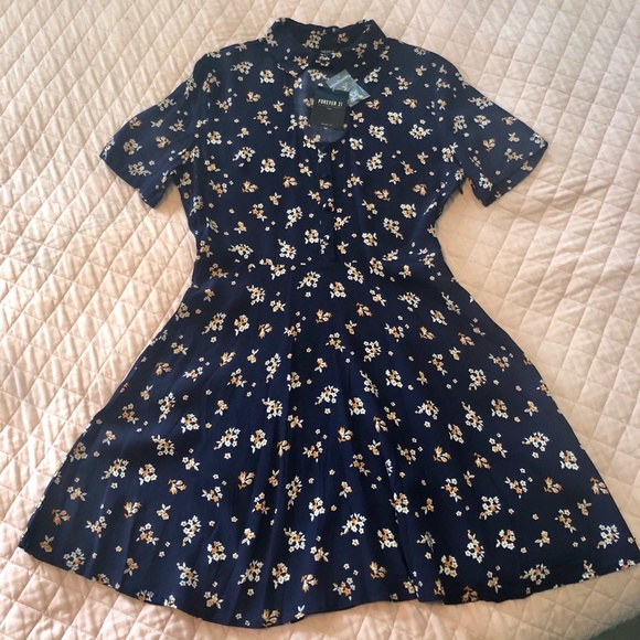 Forever 21 Dresses & Skirts - FOREVER 21 | Blue/Orange Floral Dress | NWT Size S
